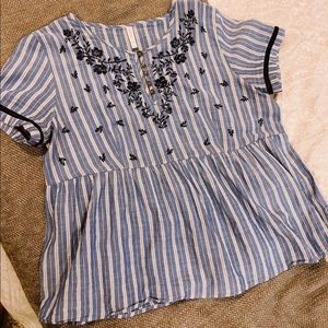 Denim Colored Peplum/babydoll Top